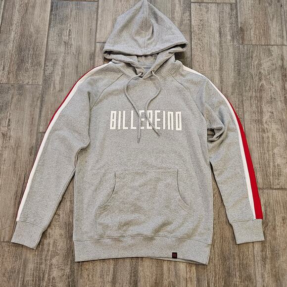 BilleBeino Stripe Hoodie Unisex Size S Pure Waste Recycled Materials Grey - Picture 1 of 12